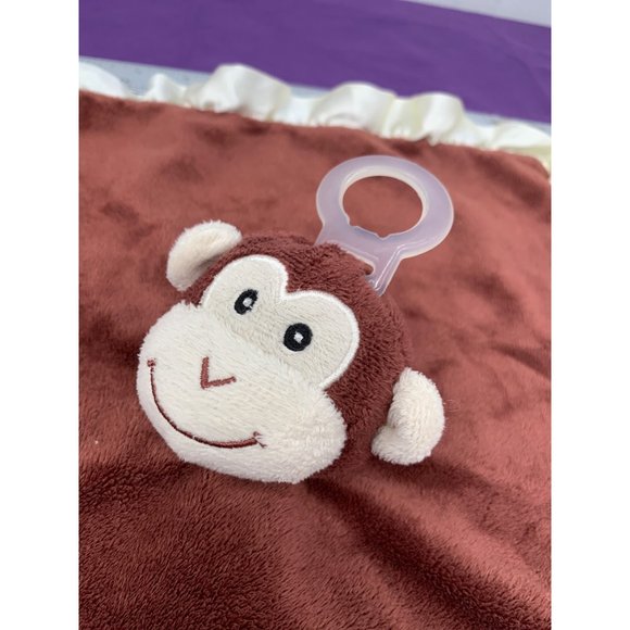 Nookums Monkey Brown Cream Silky Minky FLAWED Security Blanket Lovie - Picture 5 of 11